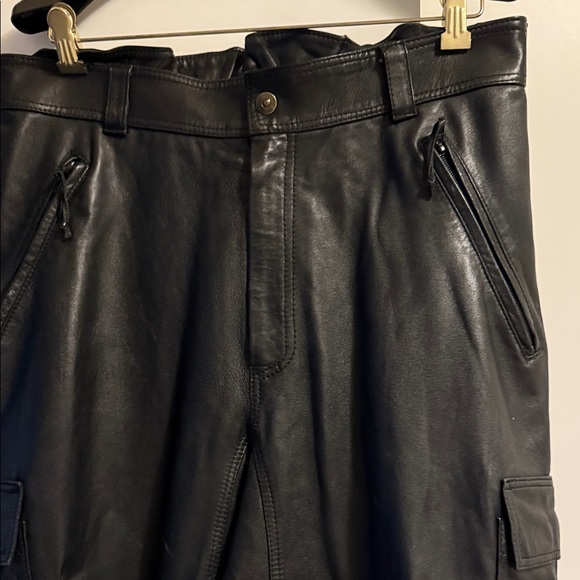 Men's Super Soft Blk Leather Cargo Pants. Fully Lined! Custom Made in Portugal - Picture 1 of 8